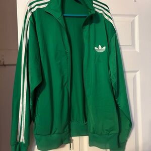 Adidas Green Track Jacket with White Stripes Midweight jacket